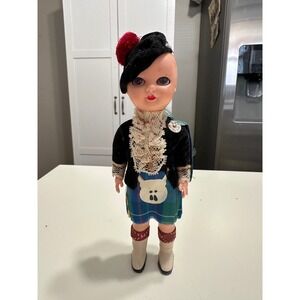 Vintage Scottish Kilt Doll Souvenir Outfit Hat Plaid Tartan